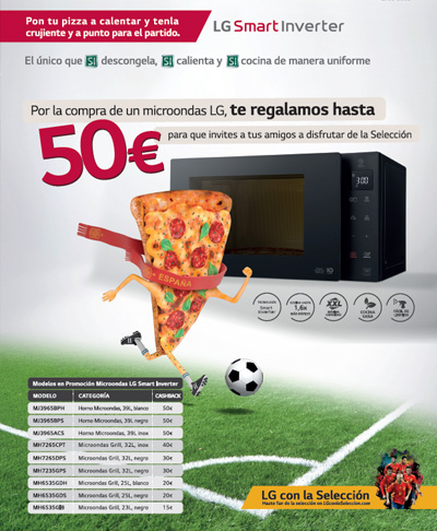 Compra un microondas LG Smart Inverter y llévate hasta 50€ para pizza o lo que tu quieras