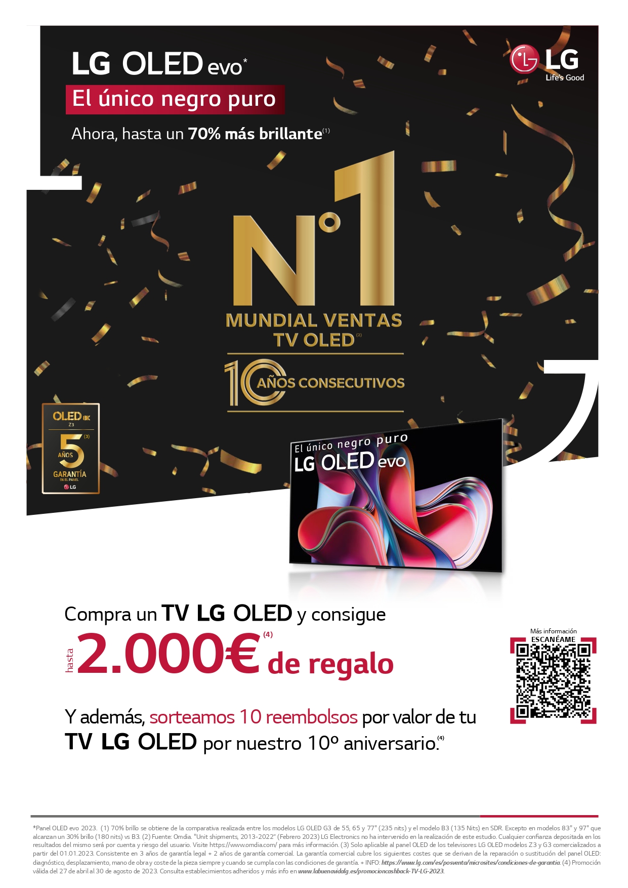Promoción cashback hasta 2000€ TV LG 2023