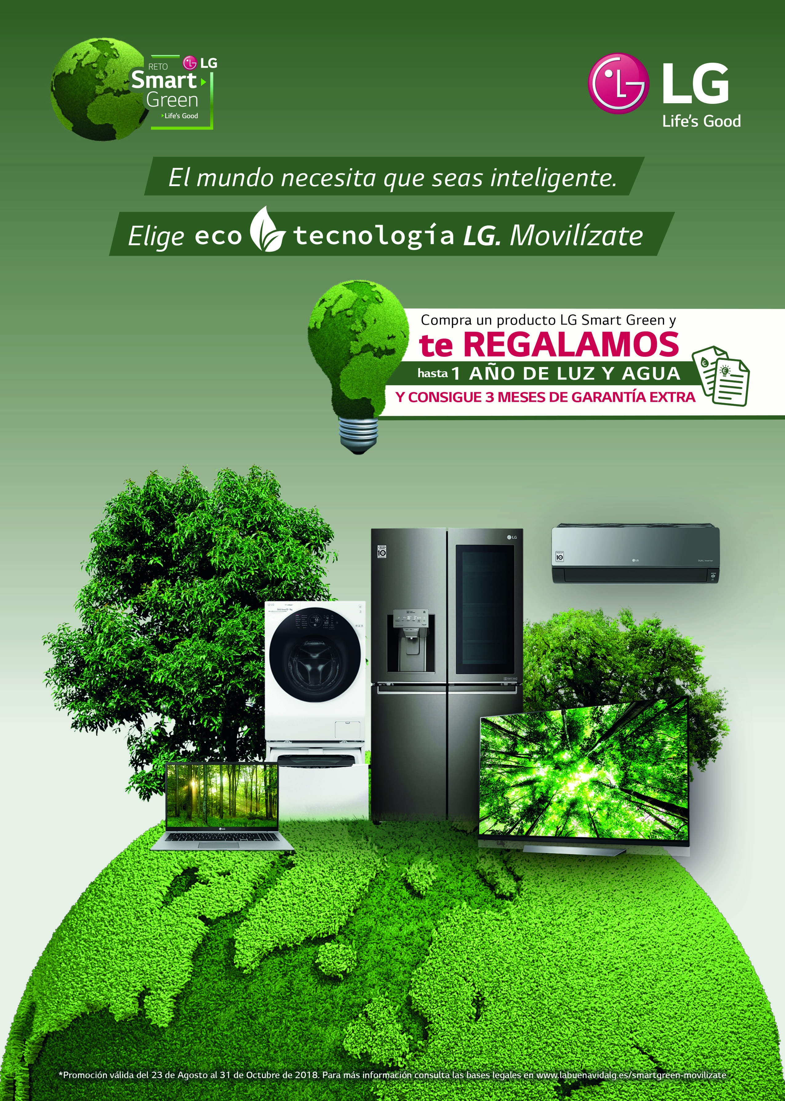 Compra un producto LG Smart Green y te regalamos hasta 1 año  de luz y agua
